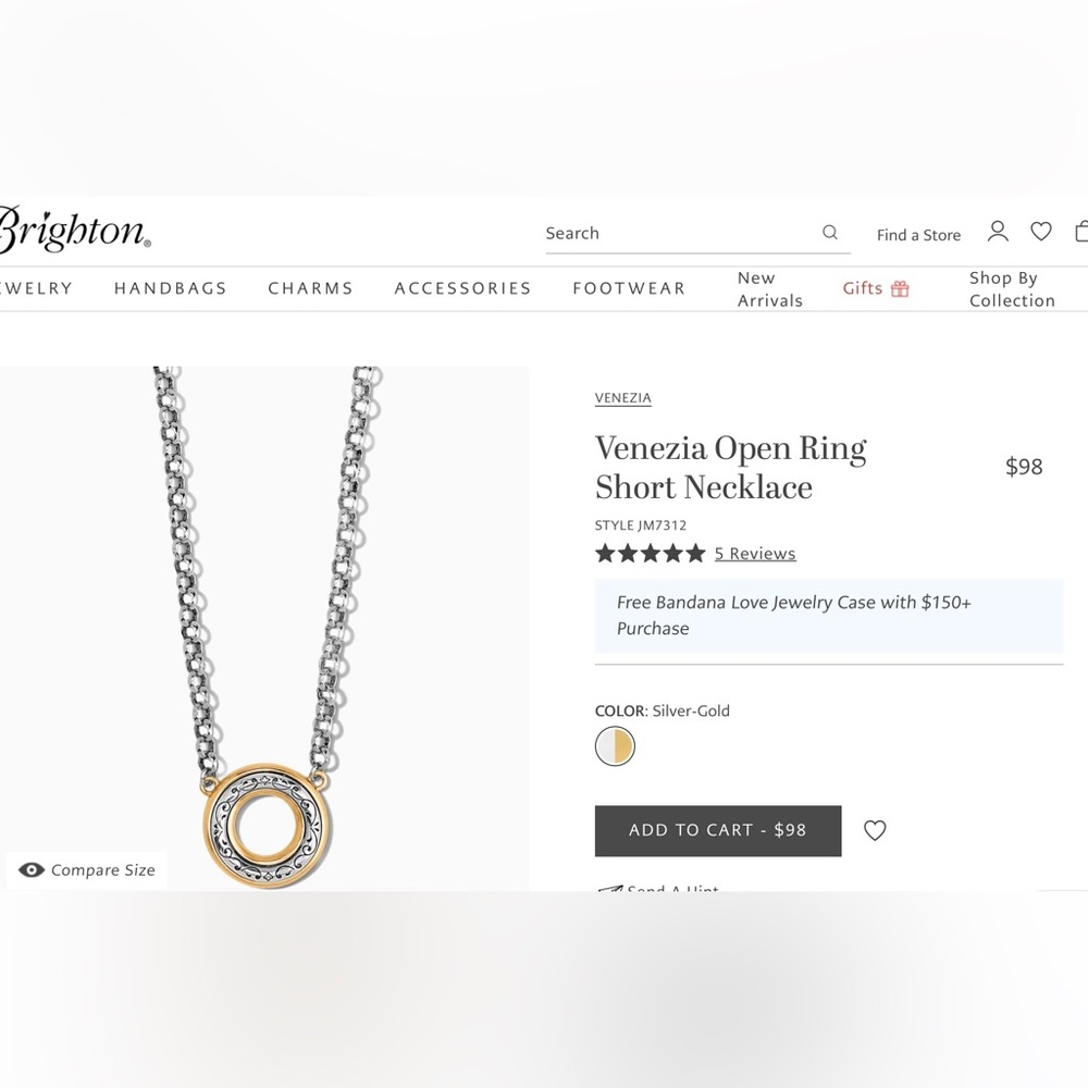 Brighton Venezia Open Ring Short Necklace Like New - Picture 6 of 7